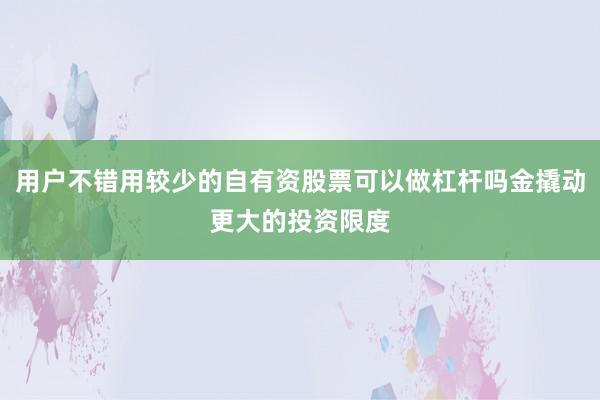 用户不错用较少的自有资股票可以做杠杆吗金撬动更大的投资限度